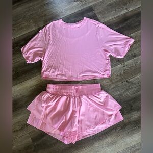 Joylab Women's Double Layer Woven Mid-Rise
Shorts/top set - Light Pink, Size M